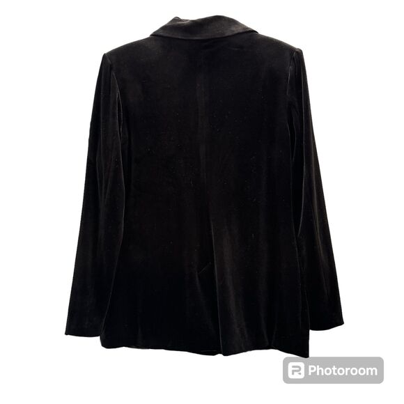 Cara Santana x Nine West Black Velvet Classic Lapel One Button Blazer Jacket M - Picture 2 of 5